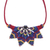 Onyx macrame pendant necklace, 'Bohemian Star' - Red and Blue Macrame Necklace with Onyx thumbail