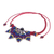 Onyx macrame pendant necklace, 'Bohemian Star' - Red and Blue Macrame Necklace with Onyx (image 2e) thumbail