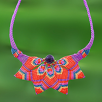 Amethyst macrame pendant necklace, 'Bohemian Star'