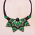 Garnet macrame pendant necklace, 'Bohemian Star' - Garnet Macrame Pendant Necklace from Thailand (image 2) thumbail