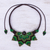 Garnet macrame pendant necklace, 'Bohemian Star' - Garnet Macrame Pendant Necklace from Thailand (image 2b) thumbail