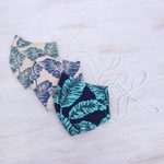 Cotton face masks, 'Banana Leaves' (set of 3) - 3 Banana Leaf Print Adjustable-Ear Loop Cotton Face Masks