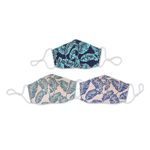 Cotton face masks, 'Banana Leaves' (set of 3) - 3 Banana Leaf Print Adjustable-Ear Loop Cotton Face Masks