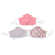 Mascarillas de algodón, (juego de 3) - Set de 3 mascarillas faciales de algodón con estampado rosa, blanco y sepia