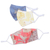 Cotton face masks, 'Bright Nature' (set of 3) - 3 Eco-Dyed Red-Blue-Ivory Print Cotton 3-Layer Face Masks (image 2a) thumbail