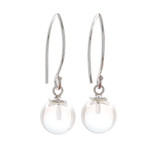 Quartz dangle earrings, 'Crystal Love' - Clear Quartz Bead Sterling Silver Dangle Earrings