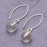 Quartz dangle earrings, 'Crystal Love' - Clear Quartz Bead Sterling Silver Dangle Earrings