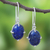 Lapis lazuli dangle earrings, 'Early Evening' - Lapis Lazuli Cabochon Sterling Silver Dangle Earrings (image 2) thumbail