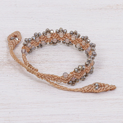 Makramee-Armband aus Chalcedonperlen - Chalcedon-Perlen-Makramee-Armband mit Schiebeknoten