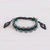 Agate beaded macrame bracelet, 'Shiny Forest in Black' - Serpentine Beaded Cord Bracelet with Sliding Knot (image 2) thumbail