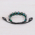 Agate beaded macrame bracelet, 'Shiny Forest in Black' - Serpentine Beaded Cord Bracelet with Sliding Knot (image 2c) thumbail