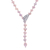 Cultured pearl Y-necklace, 'Beautiful Frond in Pink' - Pink Cultured Pearl Y-Necklace with Cubic Zirconia thumbail