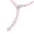 Cultured pearl Y-necklace, 'Beautiful Frond in Pink' - Pink Cultured Pearl Y-Necklace with Cubic Zirconia (image 2g) thumbail