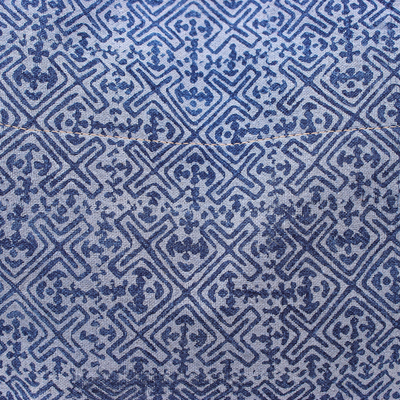 Umhängetasche aus Baumwoll-Batik mit Lederakzenten - Hmong-Batik-Umhängetasche mit Lederbesatz