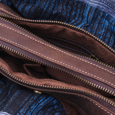 Handtasche aus Baumwoll-Batik mit Lederakzenten - Batik-Handtasche oder Umhängetasche aus Leder und Baumwolle