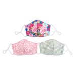 Cotton face masks, 'Happy Spirit' (set of 3) - 3 Handmade Floral & Gingham Cotton Masks with Filter Pockets