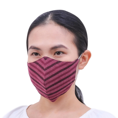 Baumwoll-Gesichtsmasken, „Today's Style“ (3er-Set) - 3 handgefertigte thailändische Baumwoll-Filtertaschen-Gesichtsmasken für Erwachsene