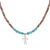 Multi-gemstone beaded pendant necklace, 'Earthy Cross' - Multi-Gemstone Beaded Cross Pendant Necklace