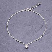 Sterling silver charm anklet, 'Monkey's Paw'
