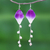 Orchid petal dangle earrings, 'Orchid Kite in Purple' - Real Orchid Petal Dangle Earrings on Silver Hooks