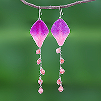 Orchid petal dangle earrings, 'Orchid Kite in Pink'