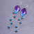 Orchid petal dangle earrings, 'Orchid Kite in Blue' - Blue and Purple Natural Orchid Earrings