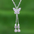 Silver lariat necklace, 'Butterfly Passion' - 950 Silver Butterfly Pendant Lariat Necklace (image 2) thumbail