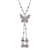 Silver lariat necklace, 'Butterfly Passion' - 950 Silver Butterfly Pendant Lariat Necklace thumbail
