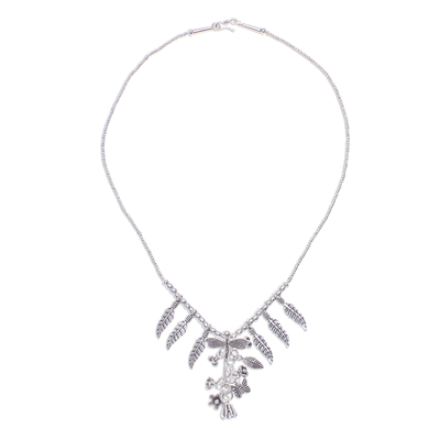 Silver charm Y-necklace, 'Lady Dragonfly' - 950 Karen Silver Dragonfly Charm Y-Necklace