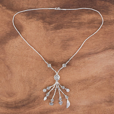 Silberne Y-Halskette - Karen Silver Charm Y-Halskette Land- und Meerestiere