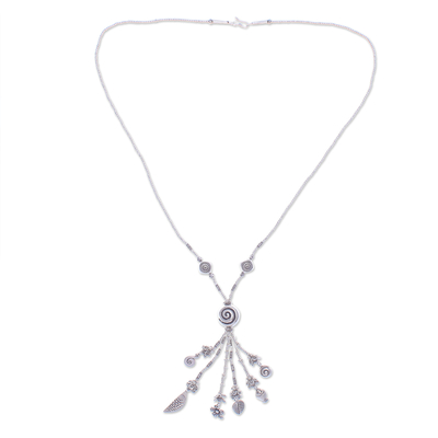 Silver Y-necklace, 'Forest and Sea' - Karen Silver Charm Y-Necklace Land and Sea Creatures