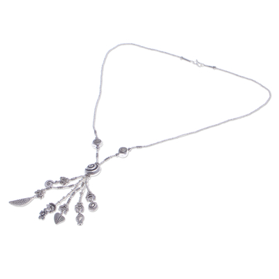 Silver Y-necklace, 'Forest and Sea' - Karen Silver Charm Y-Necklace Land and Sea Creatures