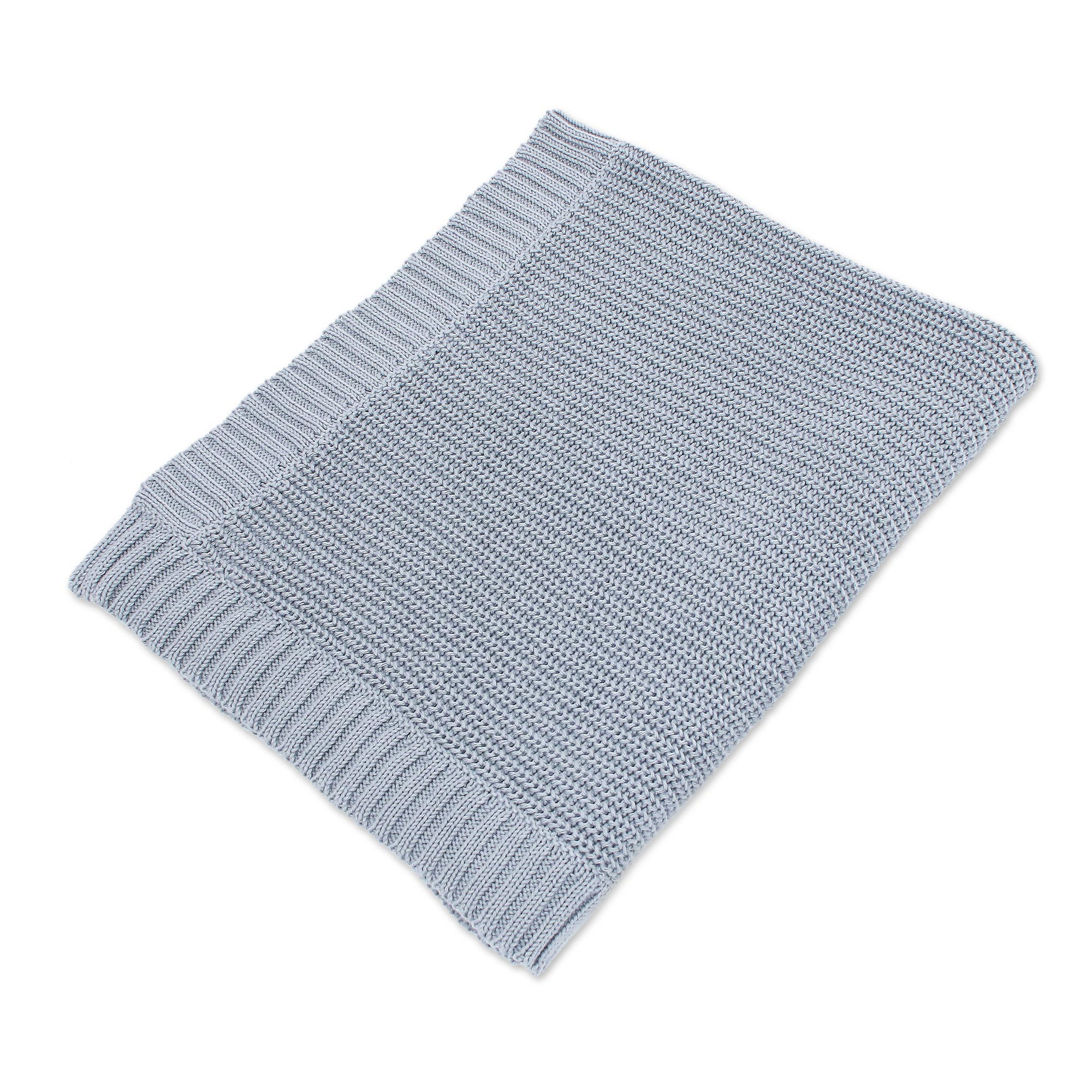 All Cotton Throw Blanket in Grey from Thailand - Grey Comfort | NOVICA