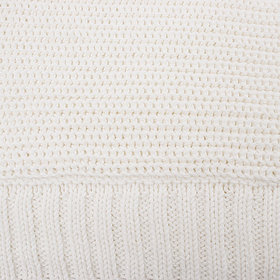 White All-Cotton Shaker Knit Throw Blanket - White Comfort | NOVICA