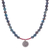 Jasper and garnet pendant necklace, 'Spiral Earth' - Jasper and Garnet Beaded Necklace with 950 Silver Pendant