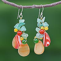 Multi-gemstone dangle earrings, 'Candy Mood'