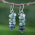 Cultured pearl beaded dangle earrings, 'Winter' - Blue-Green Gemstone Cluster Dangle Earrings (image 2) thumbail