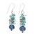 Cultured pearl beaded dangle earrings, 'Winter' - Blue-Green Gemstone Cluster Dangle Earrings thumbail