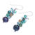 Cultured pearl beaded dangle earrings, 'Winter' - Blue-Green Gemstone Cluster Dangle Earrings (image 2c) thumbail