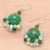 Quartz and cultured pearl dangle earrings, 'Vivid Dream in Green' - Green Quartz and Freshwater Pearl Dangle Earrings (image 2b) thumbail