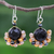 Onyx and cultured pearl dangle earrings, 'Vivid Dream in Orange' - Black Onyx and Orange Freshwater Pearl Dangle Earrings thumbail
