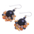 Pendientes colgantes de ónix y perlas cultivadas - Aretes colgantes de perlas de agua dulce naranjas y ónix negro