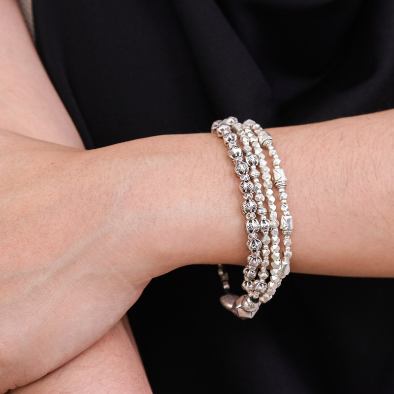 Karen Hill Tribe 950 Silver Beaded Bracelet - Karen