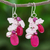 Rose quartz and cultured pearl dangle earrings, 'Magenta Balloon' - Rose Quartz Freshwater Pearl Dangle Earrings (image 2) thumbail