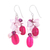 Rose quartz and cultured pearl dangle earrings, 'Magenta Balloon' - Rose Quartz Freshwater Pearl Dangle Earrings