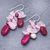 Rose quartz and cultured pearl dangle earrings, 'Magenta Balloon' - Rose Quartz Freshwater Pearl Dangle Earrings