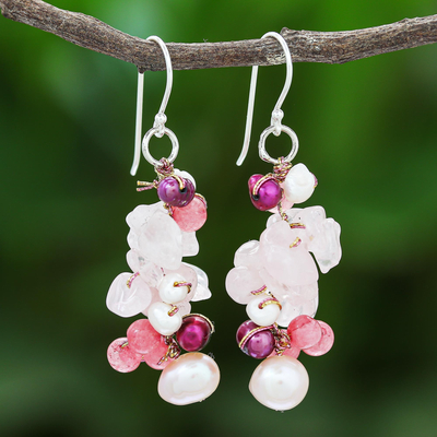 Lavender: Rose Quartz Chandelier Earrings - e615 – Angelic Jewelry