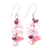 Pendientes colgantes de cuarzo rosa y perlas cultivadas - Aretes colgantes de cuarzo rosa y perlas cultivadas de agua dulce