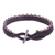 Quartz beaded macrame bracelet, 'Marquee in Dark Brown' - Brown Macrame Wristband Bracelet with Quartz