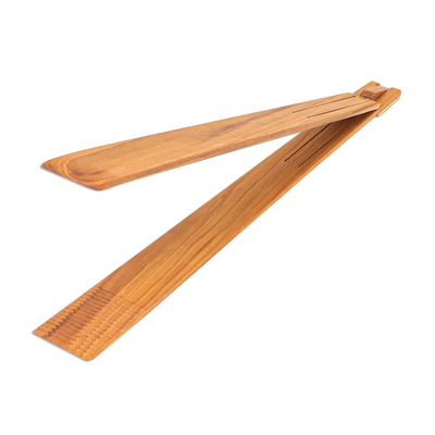 Teak wood tongs, 'Amiable Host' - Hand Crafted Teak Wood Tongs from Thailand